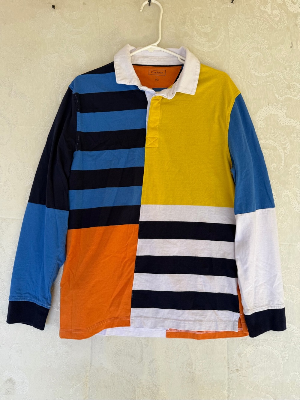 Club Room Colorblock Rugby Polo in Yellow, Blue, Orange, White